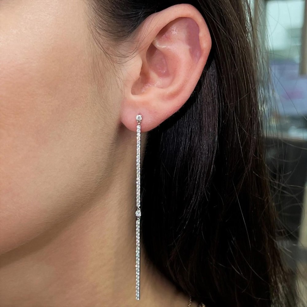 Messika 1.26Cttw 2 Barrettes Gatsby Diamond Long Drop Earrings 18K White Gold